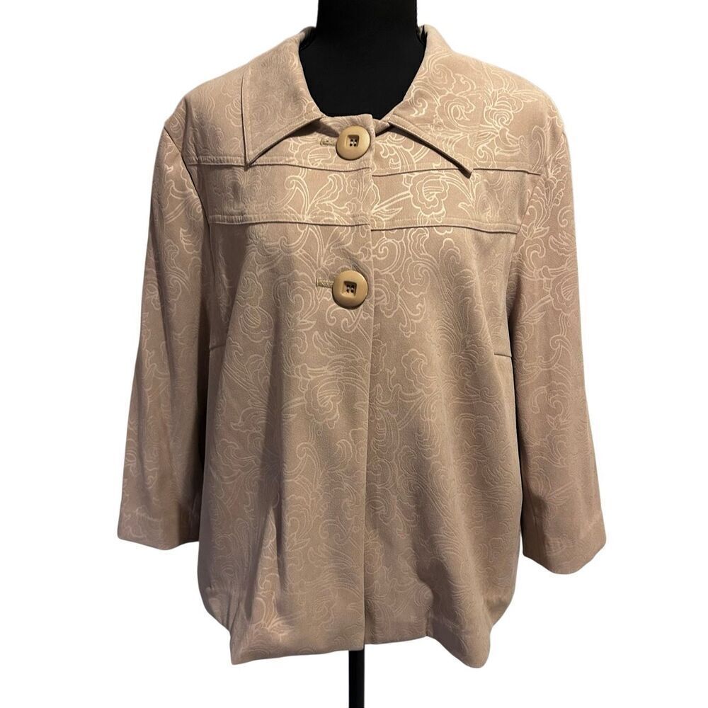 Requirements Two Button Blazer Jacket Women’s Size XL Beige Floral Print Design